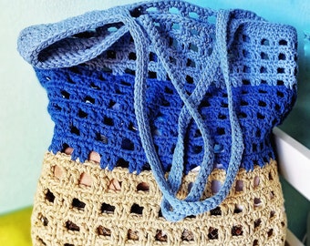 Crochet Tote Bag, Market Bag, Beach bag. Multicolor crochet handbag