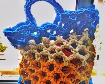 Crochet tote bag. Multicolor market handbag