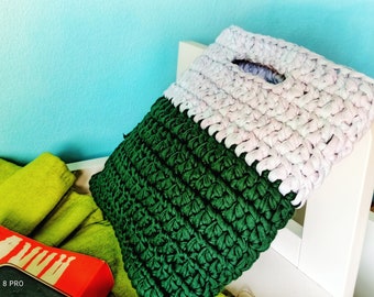 Green Crochet small handbag, tablet case