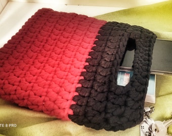 Red Crochet small handbag, tablet case