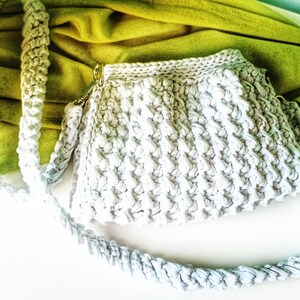 Crochet purse for girl and woman. White crochet crossbody bag for girls and women. image 4