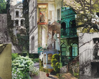 Architectural Collage Art Print, Urban Spring Walk