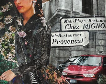Paris Fashion Collage Art Print | Handmade Urban Portrait