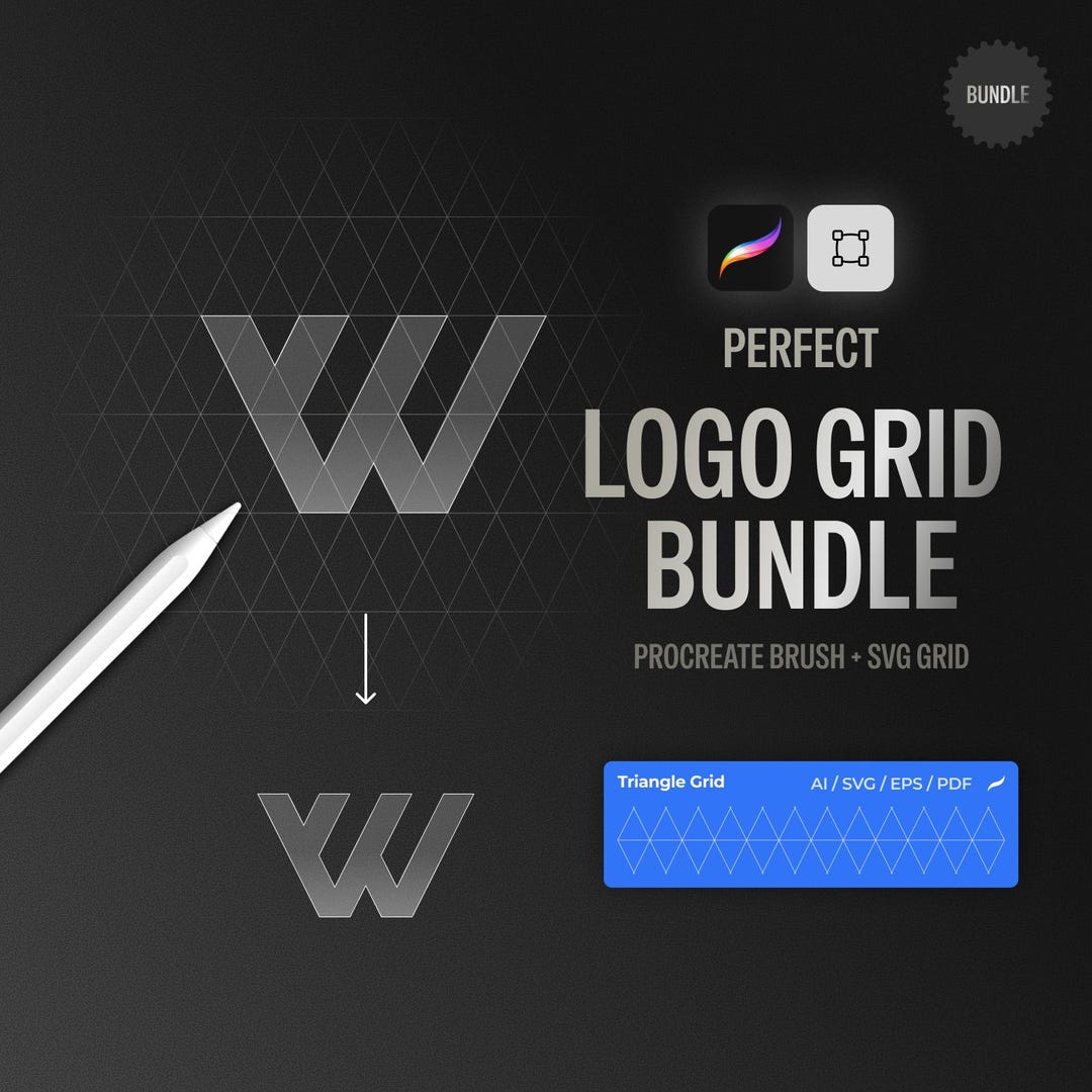Triangle Logo Grid Bundle for Logo Design, Procreate Brush + Vector ...