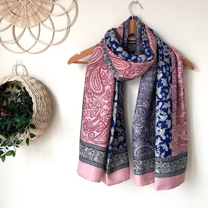 Pink Soft Woman Scarves Women's Shawls Botanical Paisley Bohemian Neck Scarf Gift Fashion Shawl long Scarf Wrap for Women