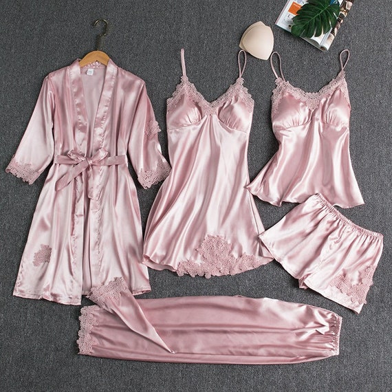 Satin Pijamas Set Sleepwear, Satin Lingerie Nightgown