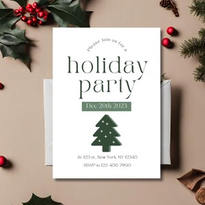 Editable Holiday Party Invitation Template, Easily Customizable DIY on Canva, Christmas Party, Seasonal Winter Invite