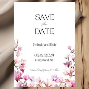 Beau modèle floral « Save The Date », design élégant, personnalisable et modifiable