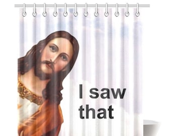 Vi que Jesús Cortina de ducha / Decoración de baño divertida, Cortina de baño de Jesús Meme / Cortina de baño de dormitorio universitario, Regalo divertido