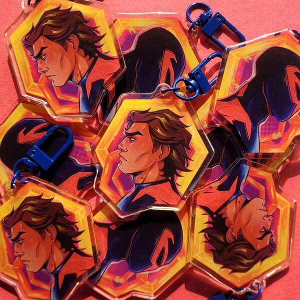 Charms acrílicos de 2,5'' con diseño de Spiderverse / Miguel O'Hara