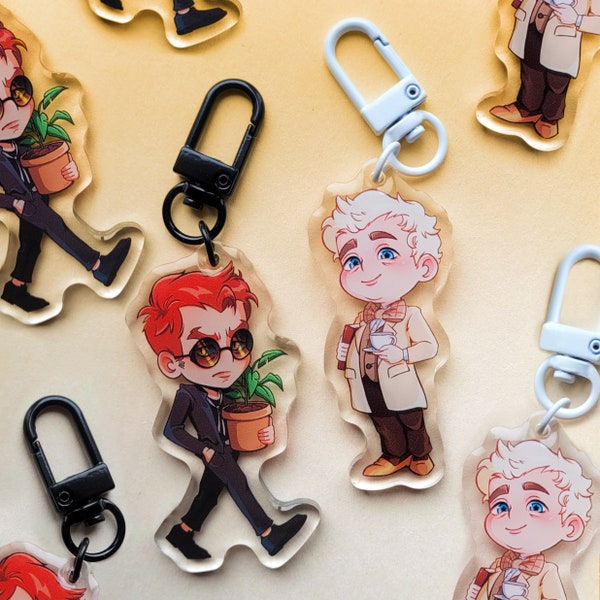 Good Omens Charms | Aziraphale and Crowley keychains | 2.5'' Ineffable Husbands Charm