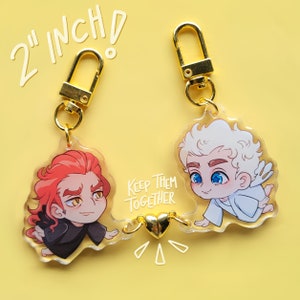 Good Omens Magnetitic Charm | Aziraphale and Crowley Keychain | 2&#39;&#39; Ineffable Husbands Charm