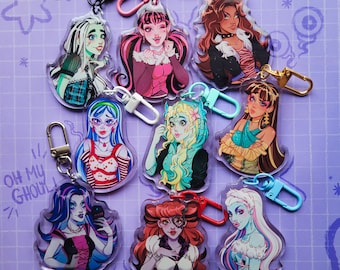 Monster Girls Charms | 2.5 INCHES | Glitter Epoxy Keychains