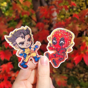 Deadpool & Wolverine Glitter Stickers | Dealpool | Wolverine | Poolverine