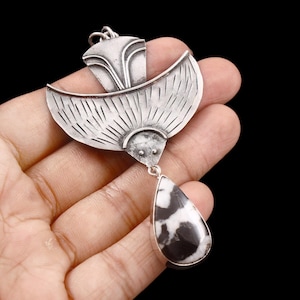 Natural buffalo turquoise pendant handmade pendant gemstone pendant 925 starling silver pendant gift for her birthday gift