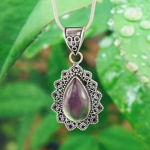 Amethyst pendant gemstone pendant 925 starling silver  pendant gift for her anniversary gift