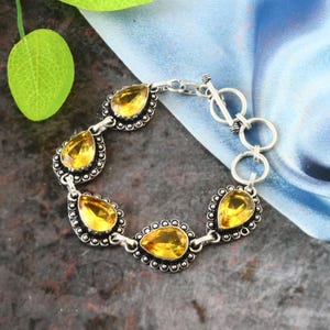 Citrin armband,handgemachte armband gelb edelstein armband,925 sterling silber armband,geschenk für sie/ihn geburtstag geschenk