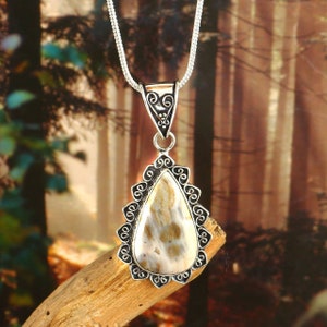 Coco jasper pendant gemstone pendant 925 starling silver  pendant gift for her anniversary gift