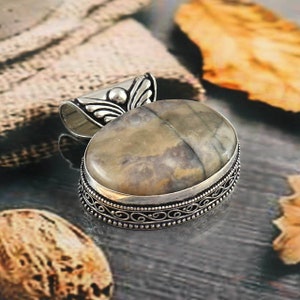 Coco jasper pendant gemstone pendant necklace 925 starling silver  pendant gift for her anniversary gift