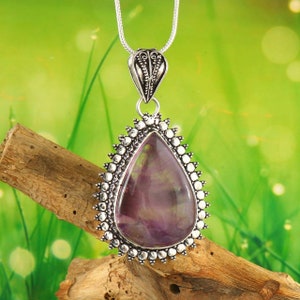 Amethyst pendant gemstone pendant 925 starling silver  handmade jewelry pendant gift for her anniversary gift