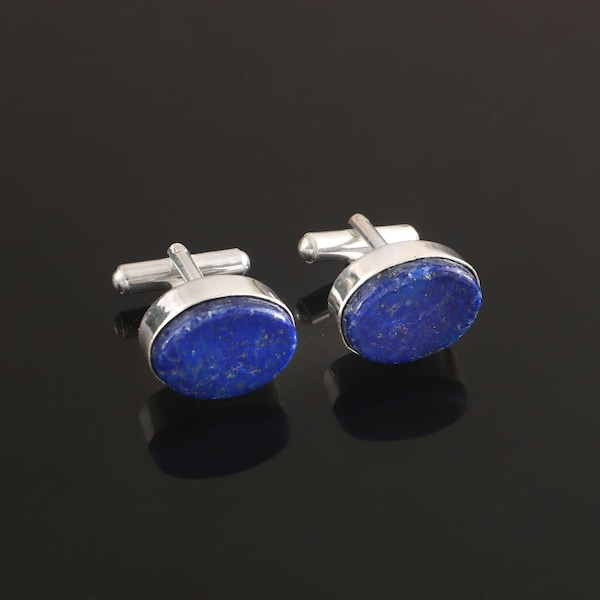 LapisLazuli Gemstone Cufflinks,925 Sterling Silver Jewelry men.s Cufflinks, Gift for Love Father shirt Cufflinks, Gemstone Cufflinks