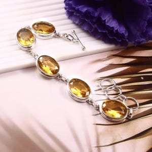 Citrin armband,handgemachte armband gelb edelstein armband,925 sterling silber armband,geschenk für sie/ihn geburtstag geschenk