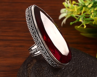Red Ruby ring handmade jewelry ring gemstone ring 925 sterling silver ring statement ring gift for her/him anniversary gift