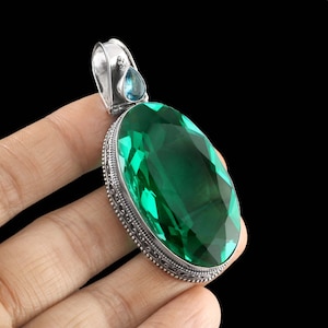 Green tourmaline pendant handmade pendant green gemstone pendant 925 starling silver pendant gift for her women jewelry anniversary gift