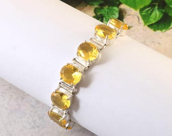 Citrine bracelet, handmade bracelet yellow gemstone bracelet,925 sterling silver bracelet Citrine Jewelry,gift for her/him birthday gift