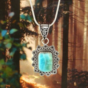 Larimar pendant handmade pendant gemstone pendant 925 starling silver  pendant gift for her anniversary gift