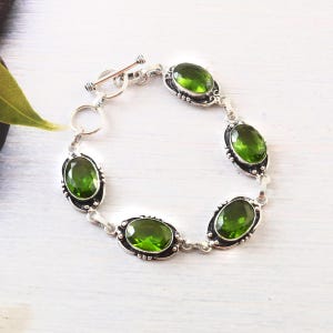 Peridot bracelet, handmade bracelet green gemstone bracelet,925 sterling silver bracelet ,gift for her/him Christmas gift