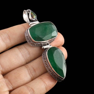 Emerald/mystic pendant, handmade pendant green gemstone pendant necklace,925,sterling silver pendant,gift for/him birthday gift
