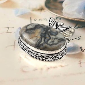 Coco jasper pendant gemstone pendant 925 starling silver  pendant gift for her anniversary gift