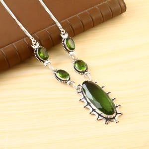 Peridot  necklace  green gemstone necklace 925 starling silver necklace handmade necklace peridot jewelry gift for her/him  christmas gift