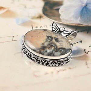 Coco jasper pendant gemstone pendant 925 starling silver  pendant gift for her anniversary gift
