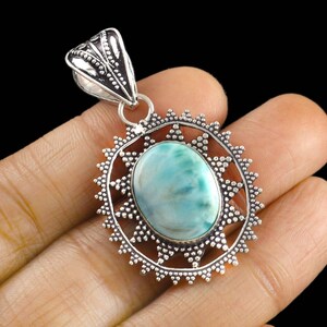 Larimar pendant gemstone pendant 925 starling silver  pendant gift for her anniversary gift