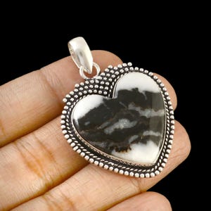 Heart shape white buffalo turquoise pendant handmade pendant gemstone pendant 925 starling silver pendant gift for her  anniversary gift