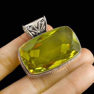 Yellow Citrine pendant, vintage pendant ,925sterling silver pendant,gift for women, gemstone pendant for gift