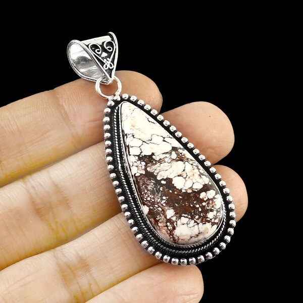 Natural wild horse Jasper pendant gemstone pendant 925 starling silver  pendant gift for her anniversary gift
