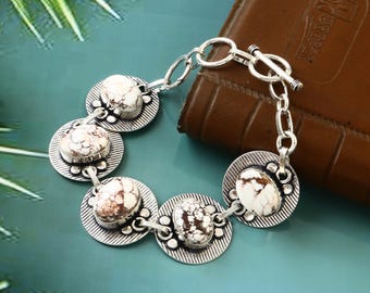 Natürliche Wildpferd Jaspis Armband, handgemachte Armband Edelstein Armband,925 Sterling Silber Armband,Geschenk für sie/ihn Geburtstag Geschenk
