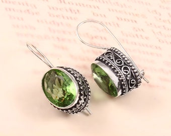 Green Apple earring green gemstone earring 925 starling silver earring gift for her  anniversary gift