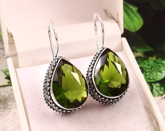 Peridot ohrringe handgemachte schmuck grün edelstein ohrringe 925 silver edelstein geschenk für sie/ihm jubiläum geschenk