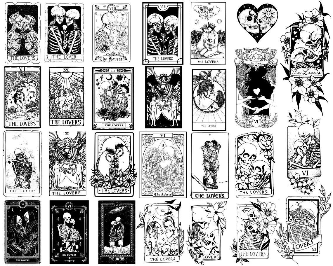 SVG File. 27 Tarot Card the Lovers Love Mystic Tattoo Gothic Etsy