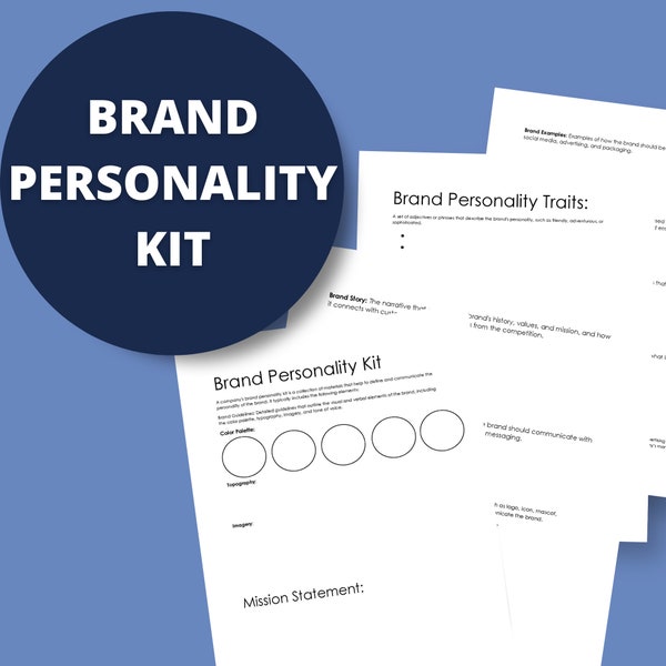 Brand Personality Kit, New Business Brand Template, Small Business Guided Personality Worksheet