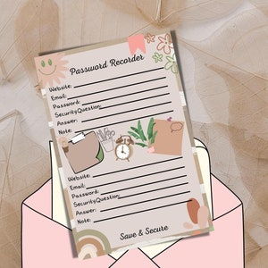 Password Tracker Printable, Password Book, Password Keeper, Password Log, Password Organizer, Password Notebook, Password Digital Printable