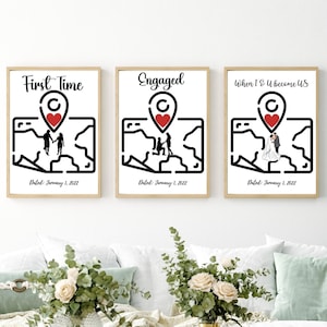 Jede Stadt Karte, benutzerdefinierte Karte Druck, benutzerdefinierte Karte Poster, jede Stadt, jede Stadt, besonderes Datum, Push Pin Karte, Datum Zeit Ort, benutzerdefinierte Paar Wandkunst