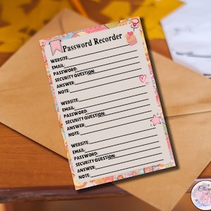 Password Tracker, Password Recorder, Password Book, Password Tracker Printable, Passwords Printable Sheet, Notion, Notion Journals
