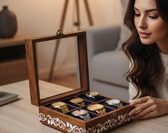 Vintage Watch Box for Men, Timepiece Organizer, Wooden Watch Display Case, Jewelry Box for Women, Watch Storage Case - Rosewood Crafted