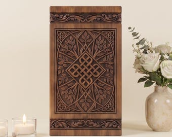 Wooden Cremation Urn for Human & Pet Ashes | Engraved Rosewood Memorial Box with Infinity and Tree Branches Design | Keepsake to Extra Large