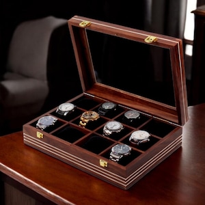 Personalised Handmade Wooden Watch Box for Men, Display & Storage Case for Timepiece, Jewelry Box for Women, Vintage Watch Box, Gift for Him